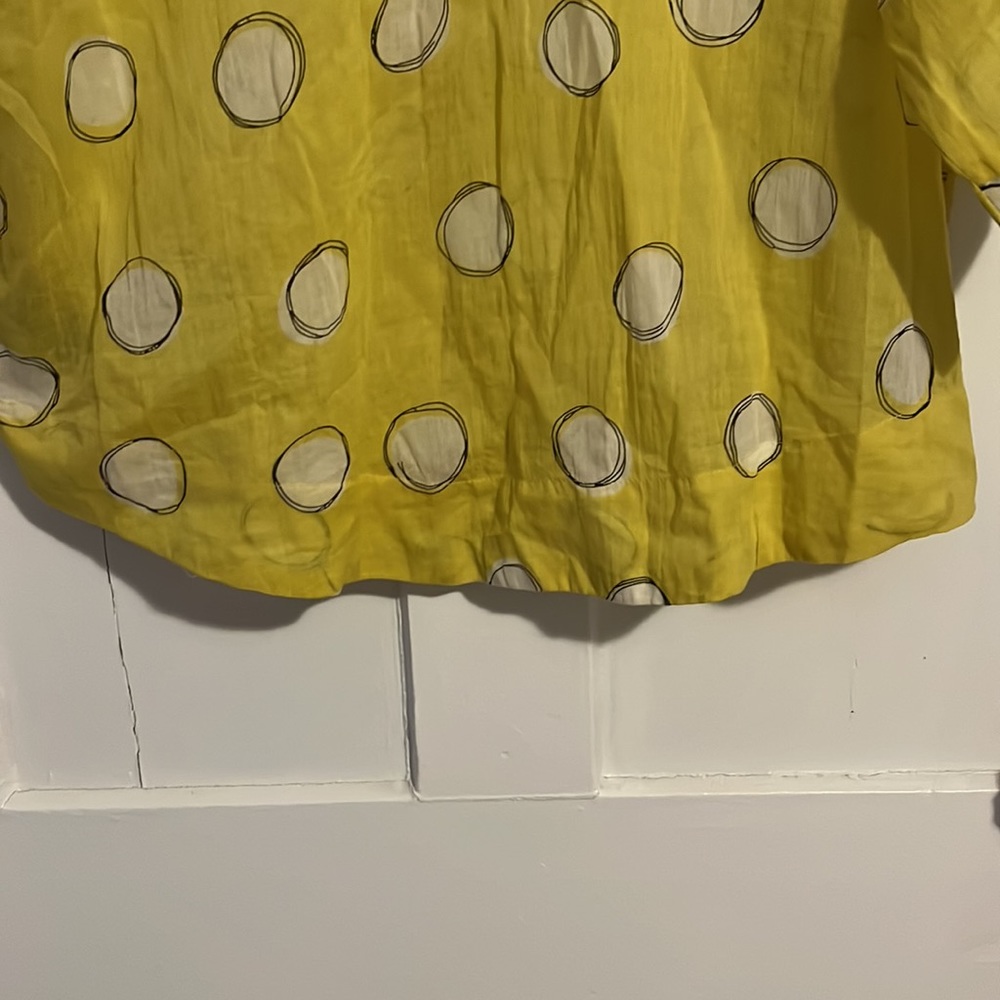Yellow polka dot cotton sheer short sleeved blouse - Picture 4 of 4